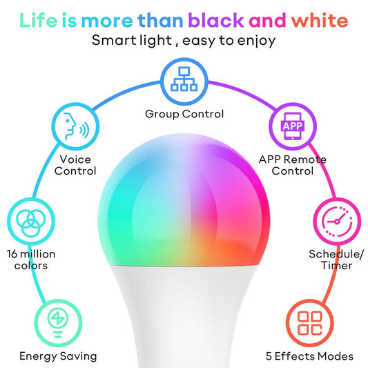 VOCOlinc SmartGlow 60W WiFi RGBCW Ambiance LED Light Bulb-L4 -4Packs