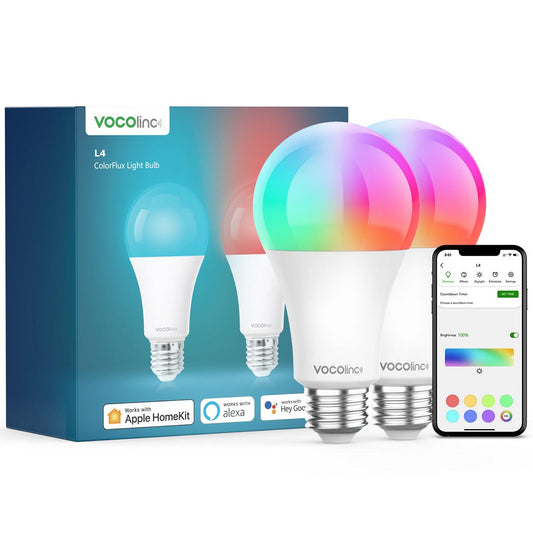 VOCOlinc SmartGlow 60W WiFi RGBCW Ambiance LED Light Bulb-L4 -2Packs