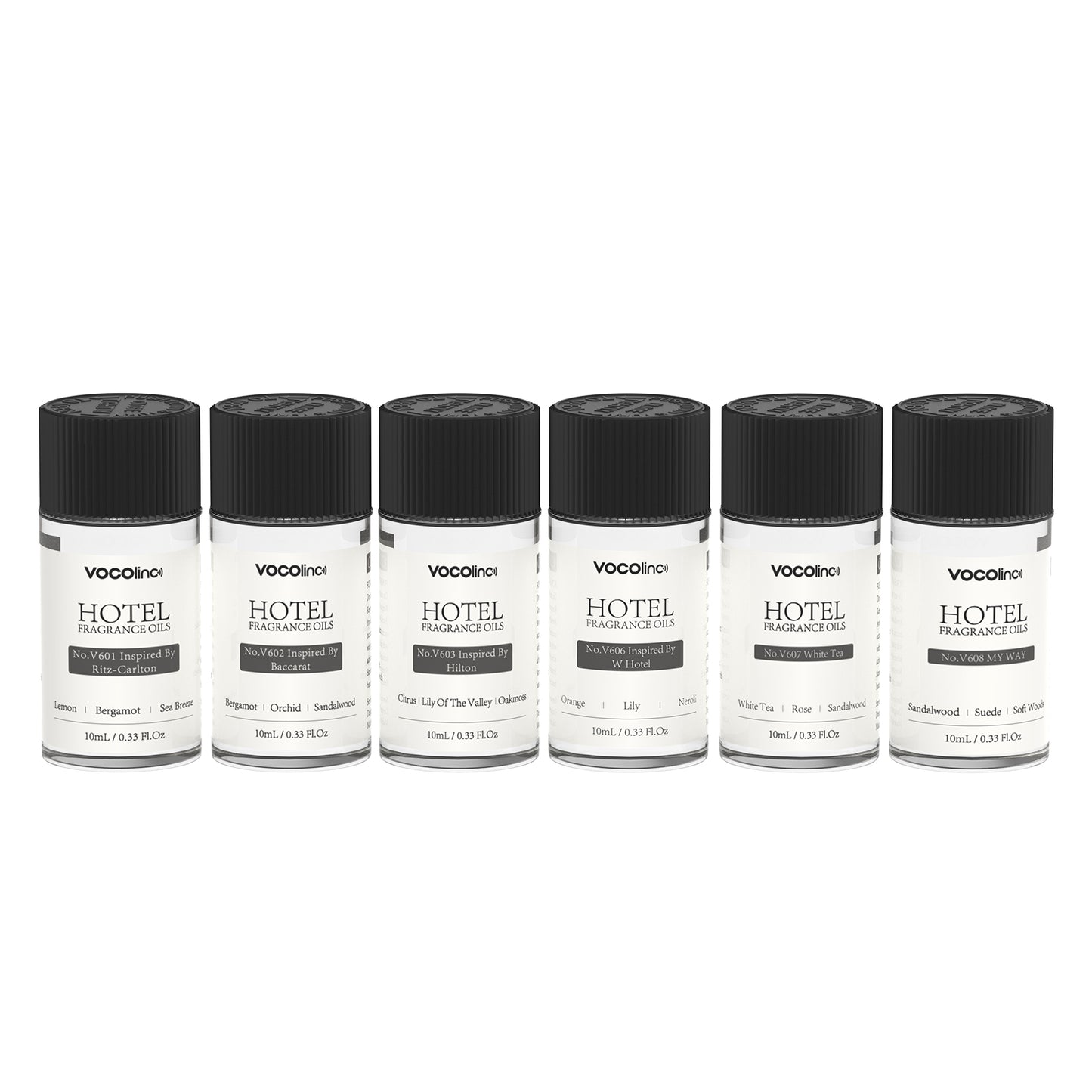 VOCOlinc Hotel Collection Diffuser Essential Oil Set - 6 Pack - 10 ml | Waterless Organic Essential Oil for Diffuser, Aromatherapy, Air Purifier - Inspired by Ritz-Carlton, Hilton, My Way and More
