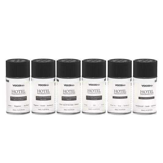 VOCOlinc Hotel Collection Diffuser Essential Oil Set - 6 Pack - 10 ml | Waterless Organic Essential Oil for Diffuser, Aromatherapy, Air Purifier - Inspired by Ritz-Carlton, Hilton, My Way and More