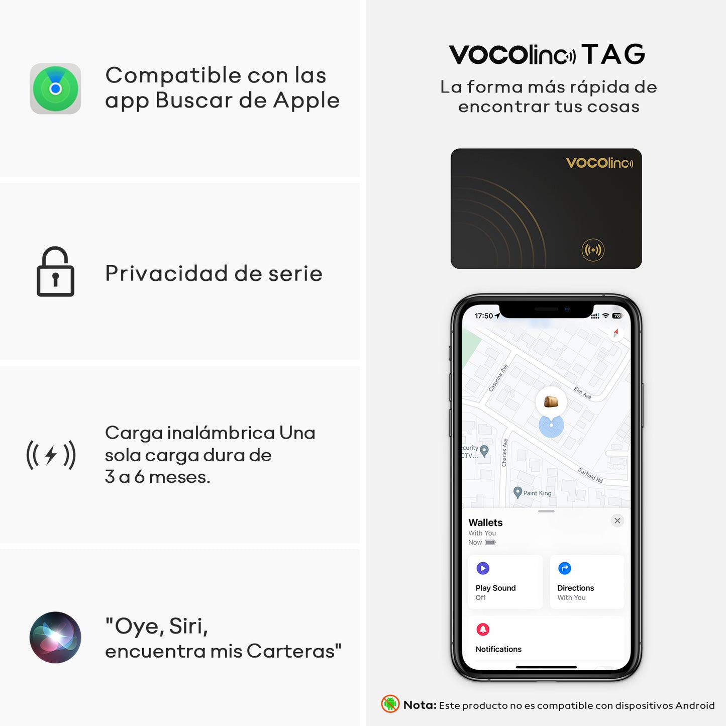 VOCOlinc Air Card Tag 1 Pack Rechargeable Wallet Tracker (Only iOS)