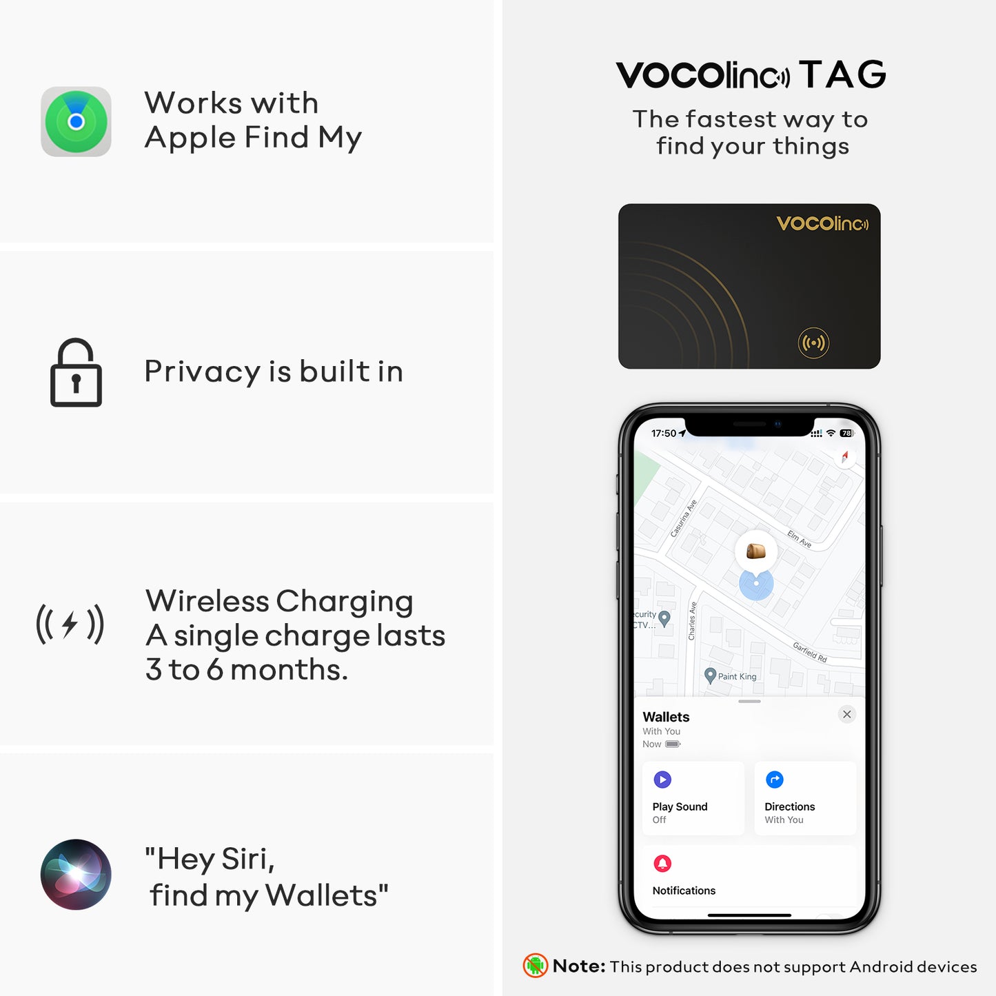 VOCOlinc Air Card Tag 1/2 Pack Rechargeable Wallet Tracker (Only iOS)