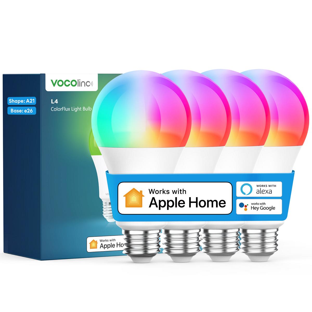 VOCOlinc SmartGlow WiFi RGBCW Ambiance LED Light Bulb-L4 -4Packs