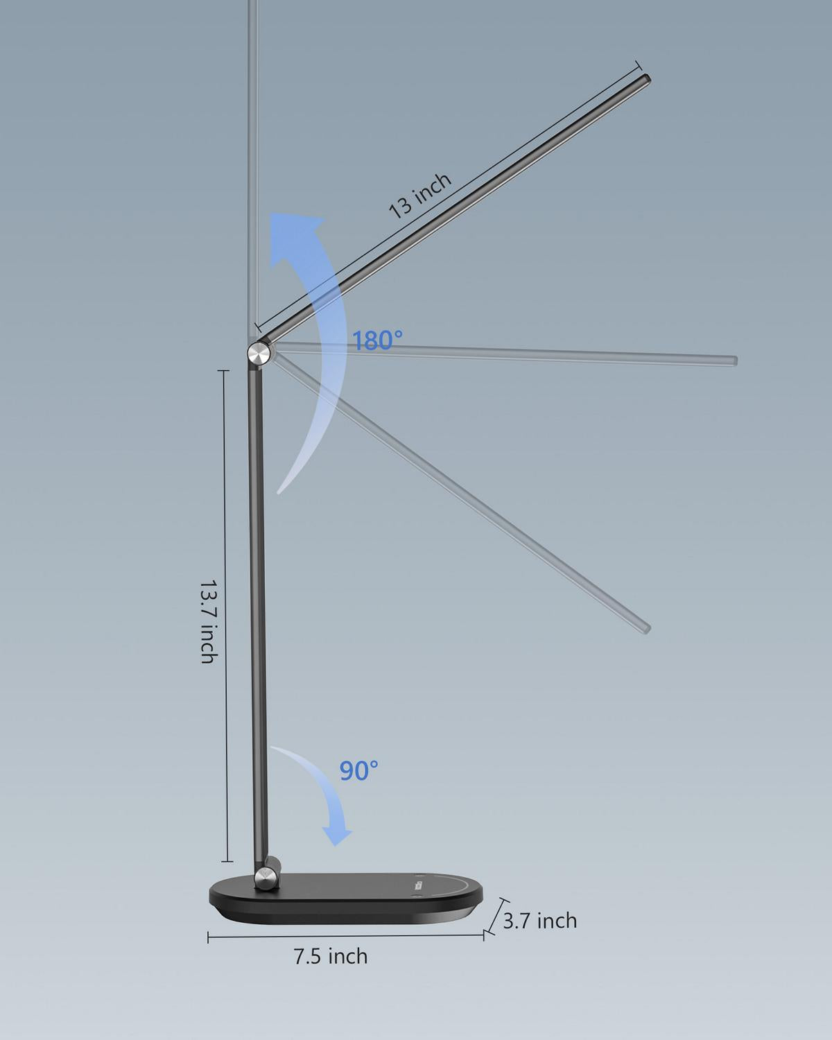 Foldable Portable Design: LED desk lamp with 180° flexible arm and 90° base axis. The foldable design makes it easy to carry and place, providing the ideal level of lighting for work, study and reading. The lamp has a lifespan of 25,000 hours without bulb