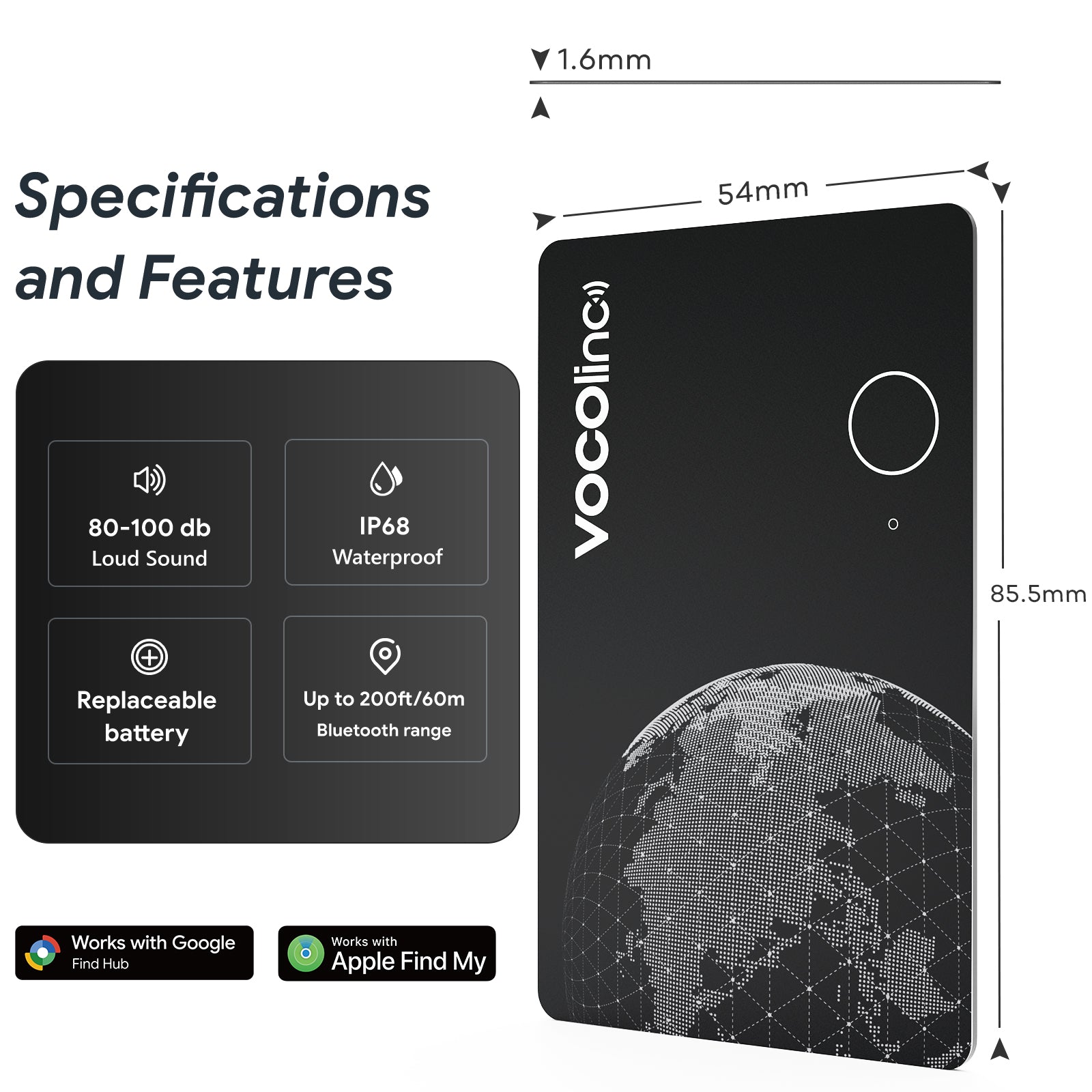 VOCOlinc Air Tag Pro Smart Card for Android & iOS, 2 Pack – © 2025