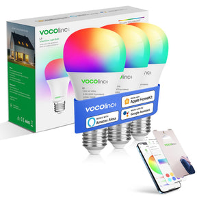 VOCOlinc Smart Light Bulbs,White & RGBW Ambiance LED Smart Bulbs,WiFi LED Light Bulb Work with Alexa Google Home & Apple HomeKit,A21/E26 9.5W, 850LM 60W Equivalent,No Hub Required,2.4GHz Only(1PACK)