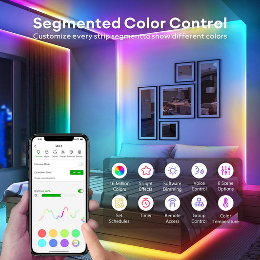 VOCOlinc RGBIC SmartGlow WiFi LED Strip Lights - LS3-32.8 ft